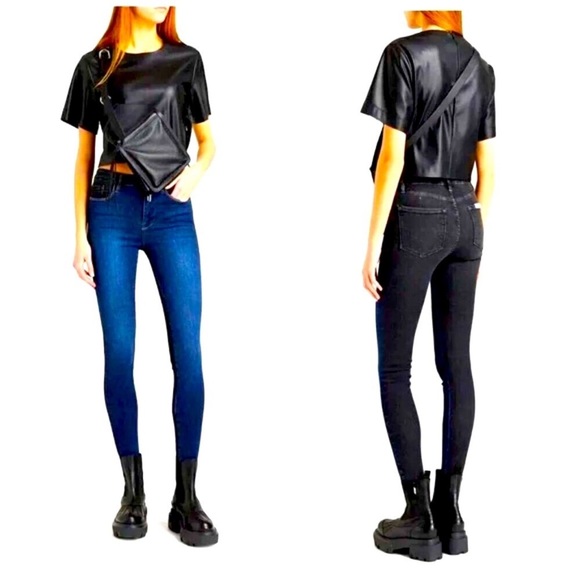 NWT FRAME Le One Mid-rise Skinny Jeans Dual Colors Blue Black - Picture 1 of 15